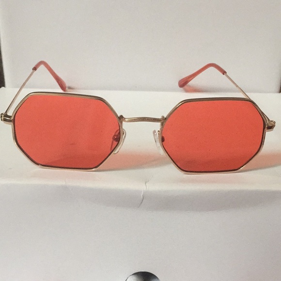 red hexagon sunglasses